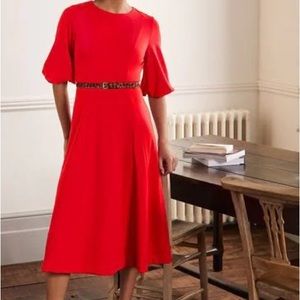 NWOT Boden Red Full Skirt Ponte Midi Dress, size 6
